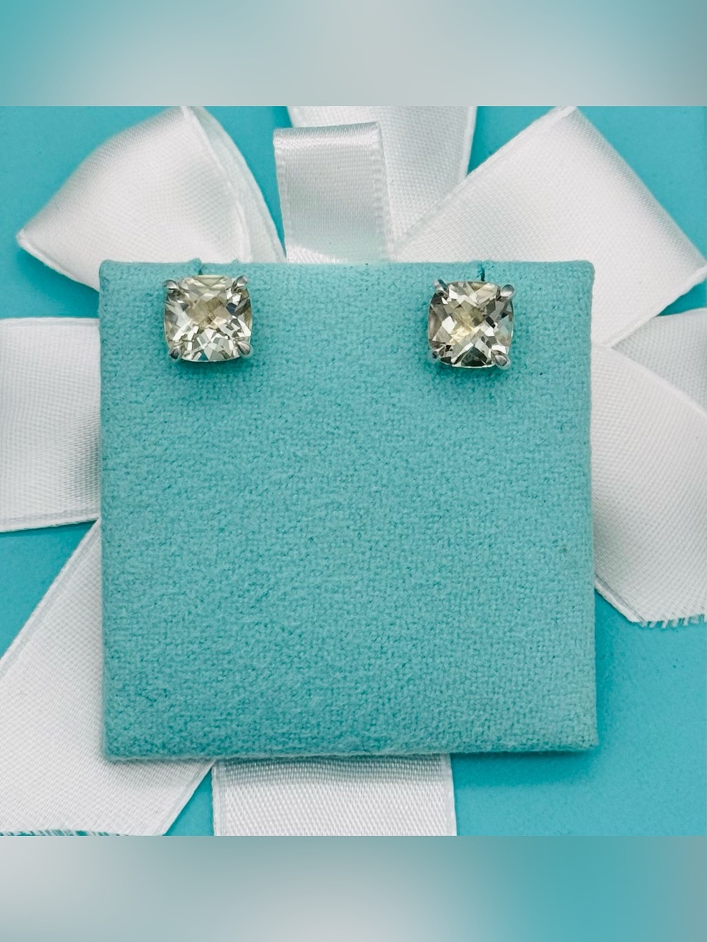 Tiffany & Co SS Retired Prasiolite Sparkler Studs EUC